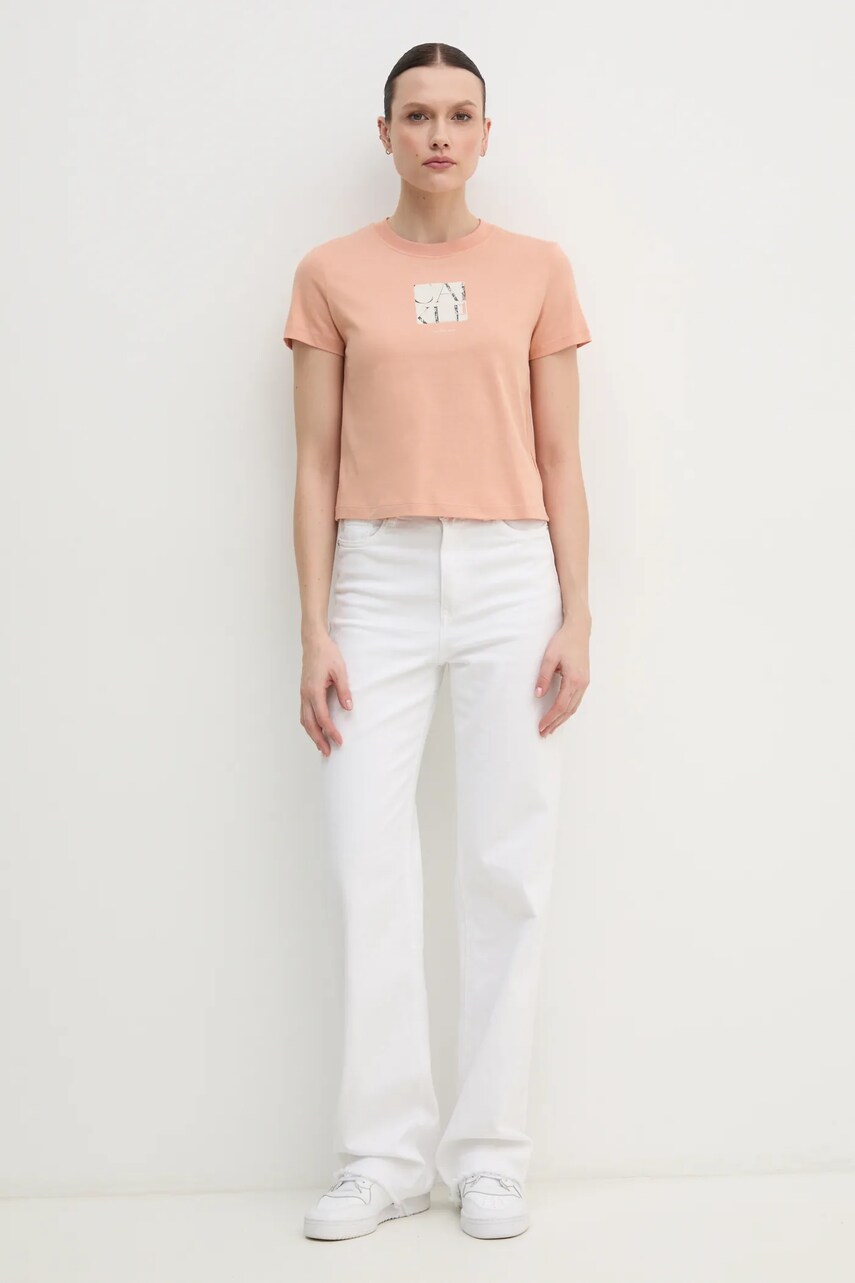 Бавовняна футболка Calvin Klein Jeans жіноча колір помаранчевий J20J225260