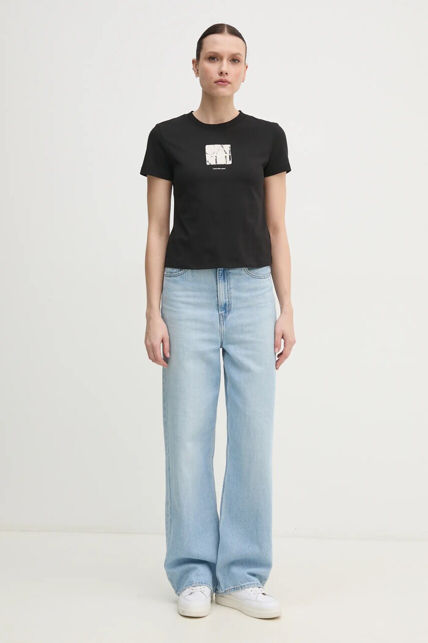 Бавовняна футболка Calvin Klein Jeans жіноча колір чорний J20J225260