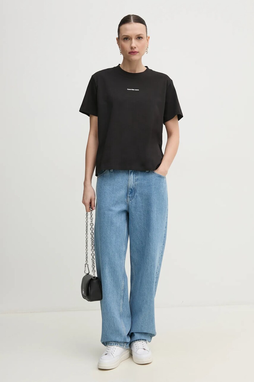 Бавовняна футболка Calvin Klein Jeans жіноча колір чорний J20J225261