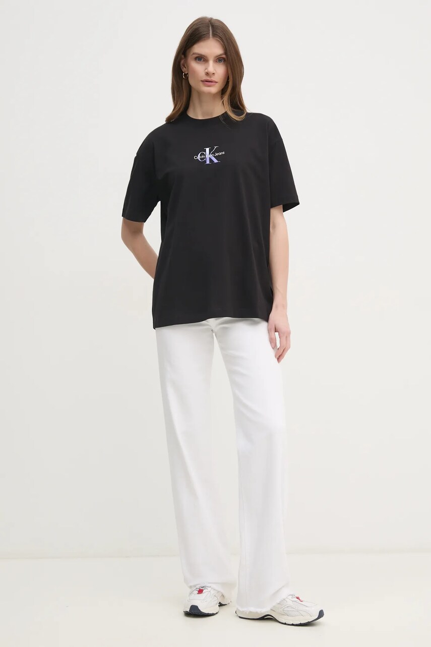 Бавовняна футболка Calvin Klein Jeans жіноча колір чорний J20J225521