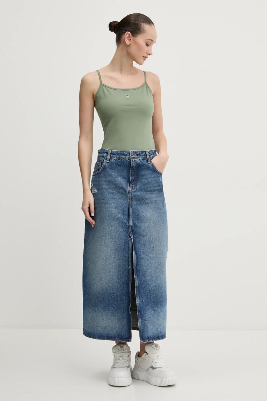 Топ Tommy Jeans жіночий колір зелений DW0DW20675