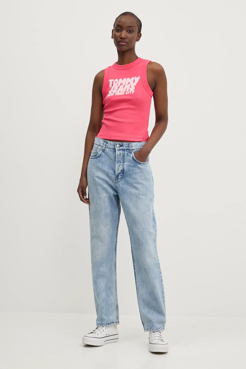 Топ Tommy Jeans колір рожевий DW0DW21339