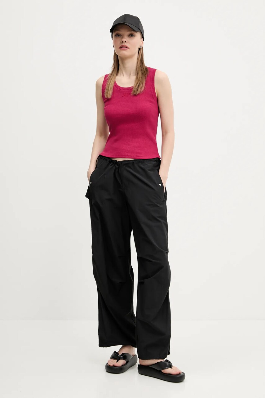 Бавовняний топ Tommy Jeans колір рожевий DW0DW21369