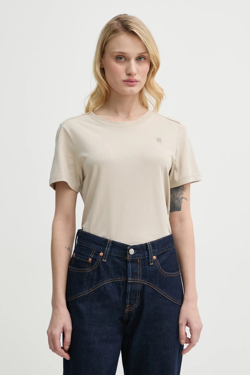 Бавовняна футболка G-Star Raw жіноча колір бежевий D26062-336