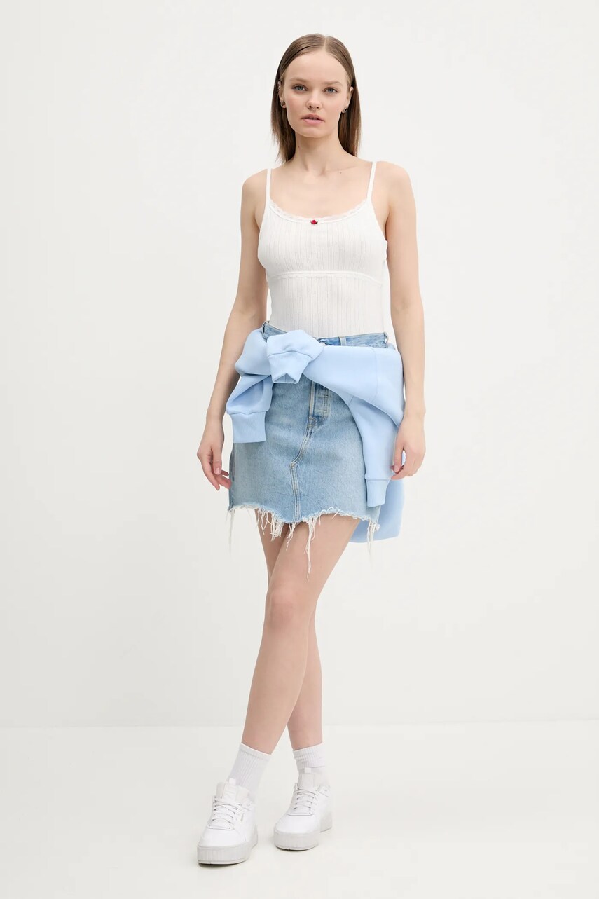 Бавовняний топ Tommy Jeans колір білий DW0DW20620