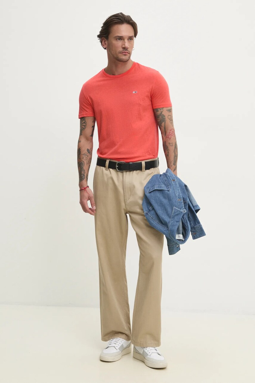 Футболка Tommy Jeans чоловіча колір помаранчевий однотонна DM0DM20363