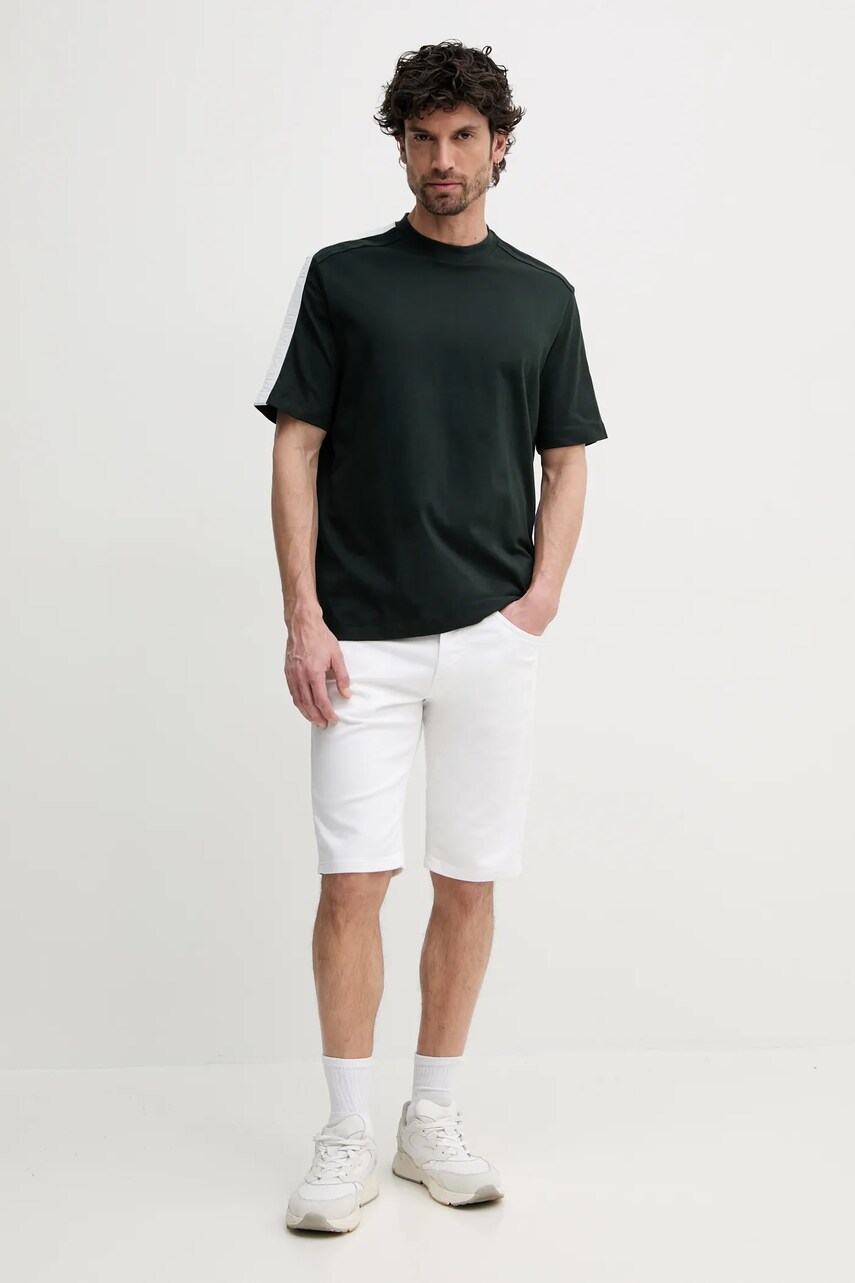 Бавовняна футболка Armani Exchange чоловіча колір зелений з принтом XM000322 AF10361
