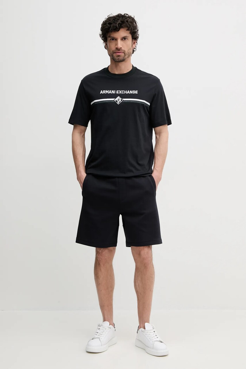 Бавовняна футболка Armani Exchange чоловіча колір синій з аплікацією XM000274 AF12308