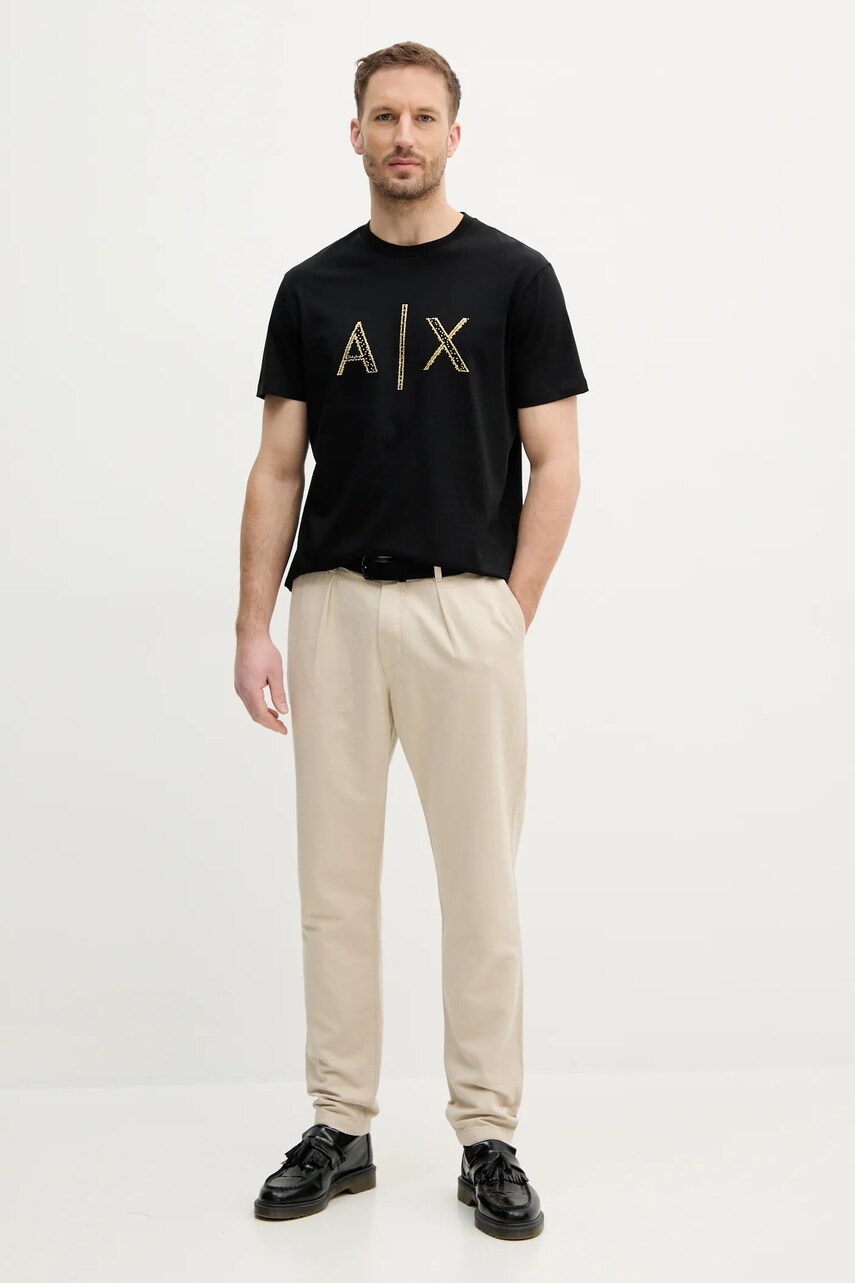 Бавовняна футболка Armani Exchange чоловіча колір чорний з принтом XM000325 AF10364