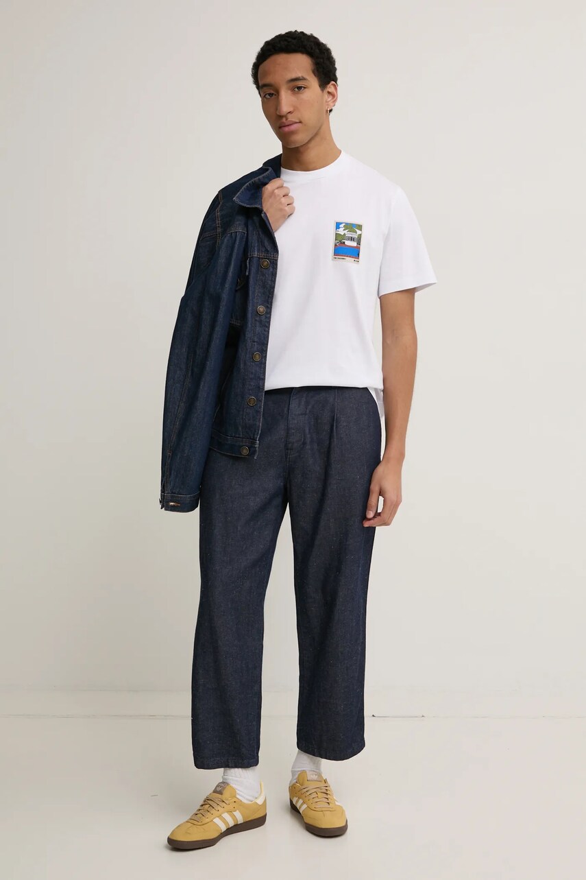 Бавовняна футболка MSGM чоловіча колір білий з аплікацією 3840MM136.257002
