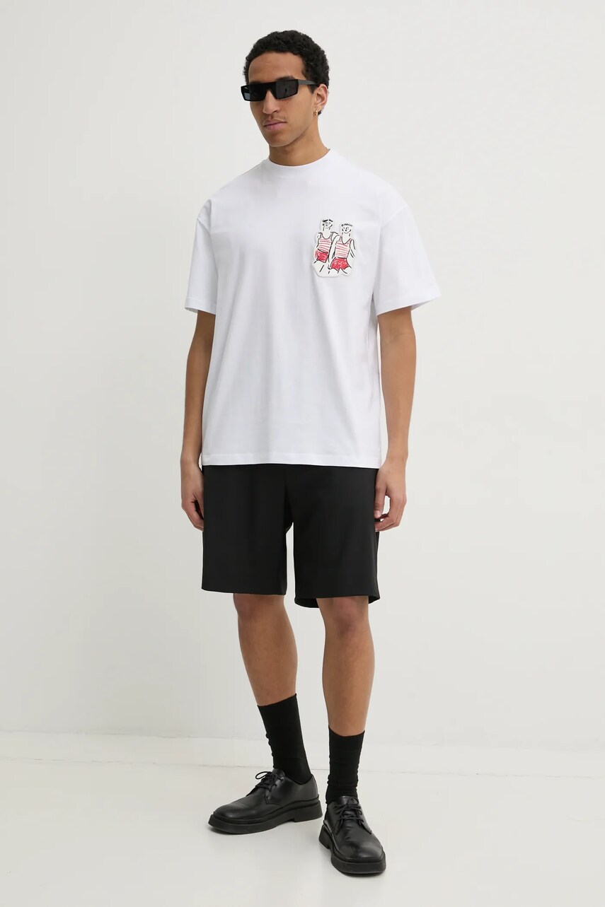 Бавовняна футболка MSGM чоловіча колір білий з аплікацією 3840MM140.257002