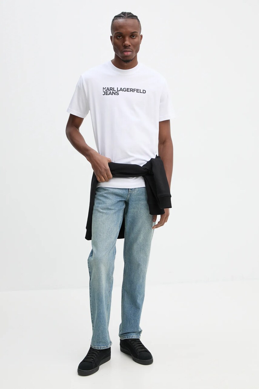 Бавовняна футболка Karl Lagerfeld Jeans чоловіча колір білий з принтом A1M17002