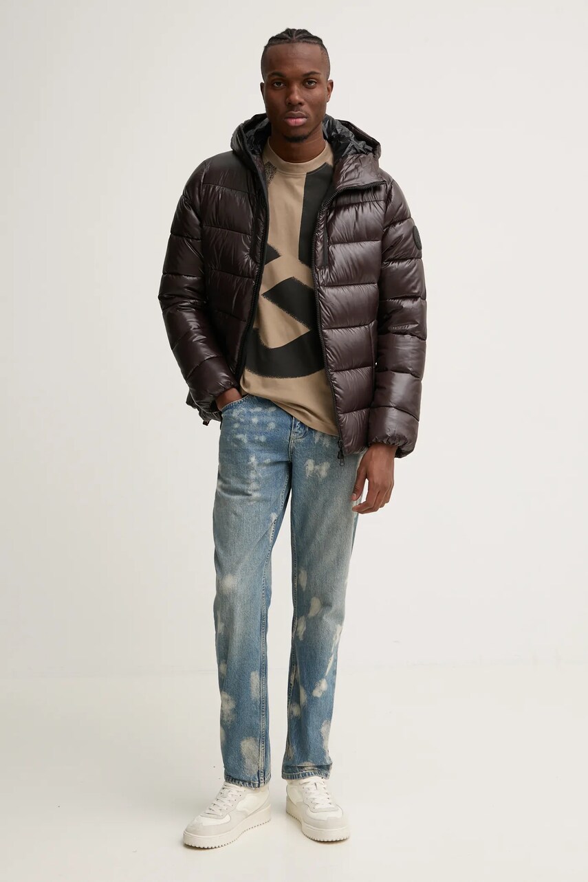 Бавовняна футболка Karl Lagerfeld Jeans чоловіча колір бежевий візерунок A1M17045