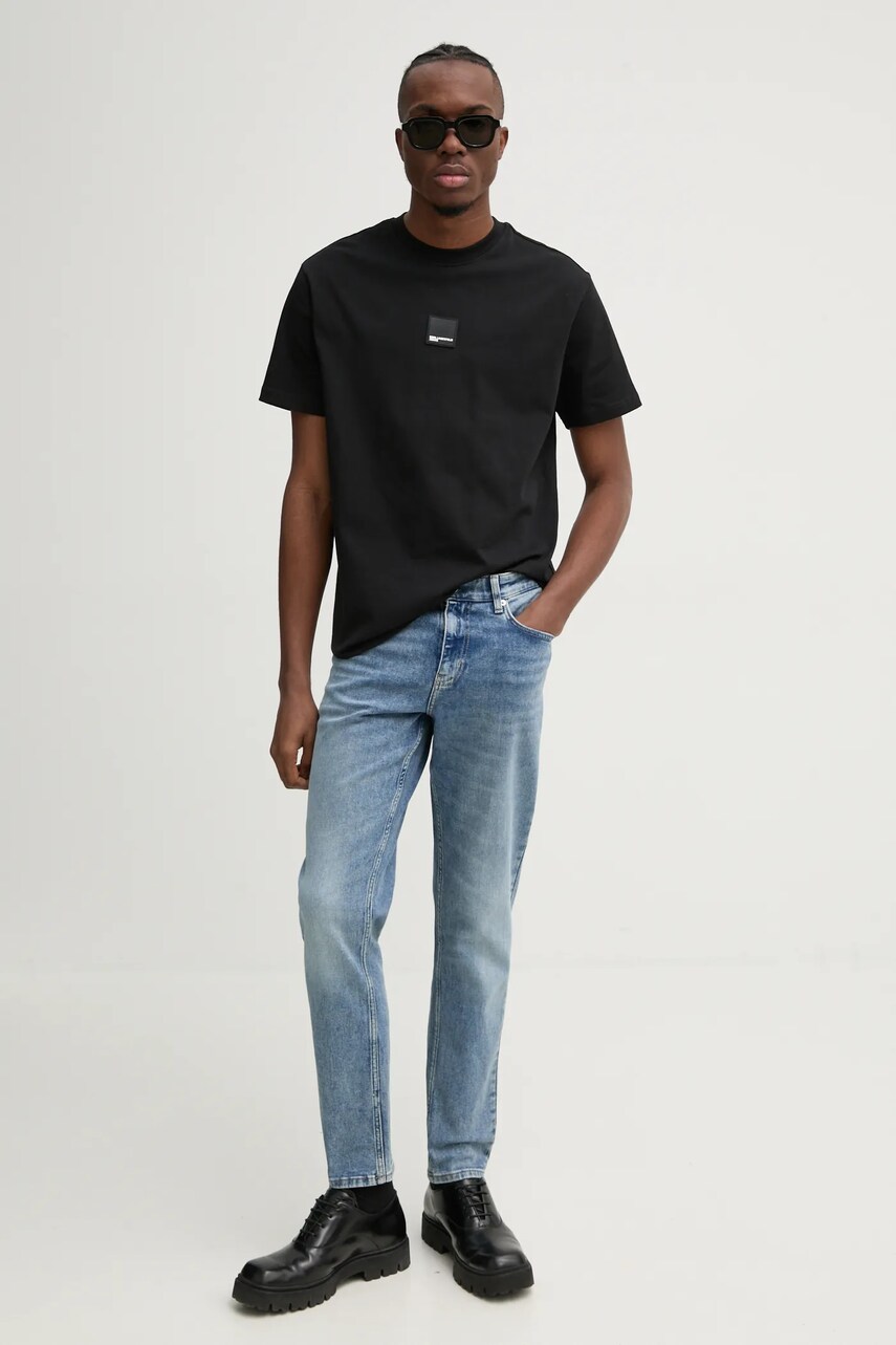Бавовняна футболка Karl Lagerfeld Jeans чоловіча колір чорний з аплікацією A1M17011