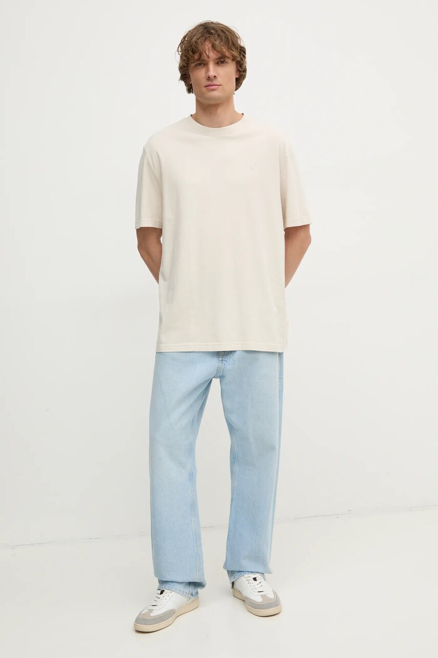 Бавовняна футболка Calvin Klein Jeans чоловічий колір бежевий однотонний J30J327078