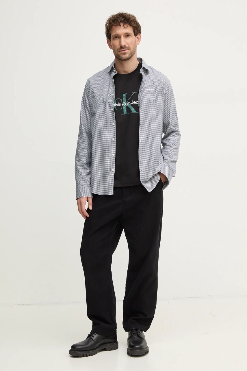 Бавовняна футболка Calvin Klein Jeans чоловіча колір чорний з принтом J30J327086
