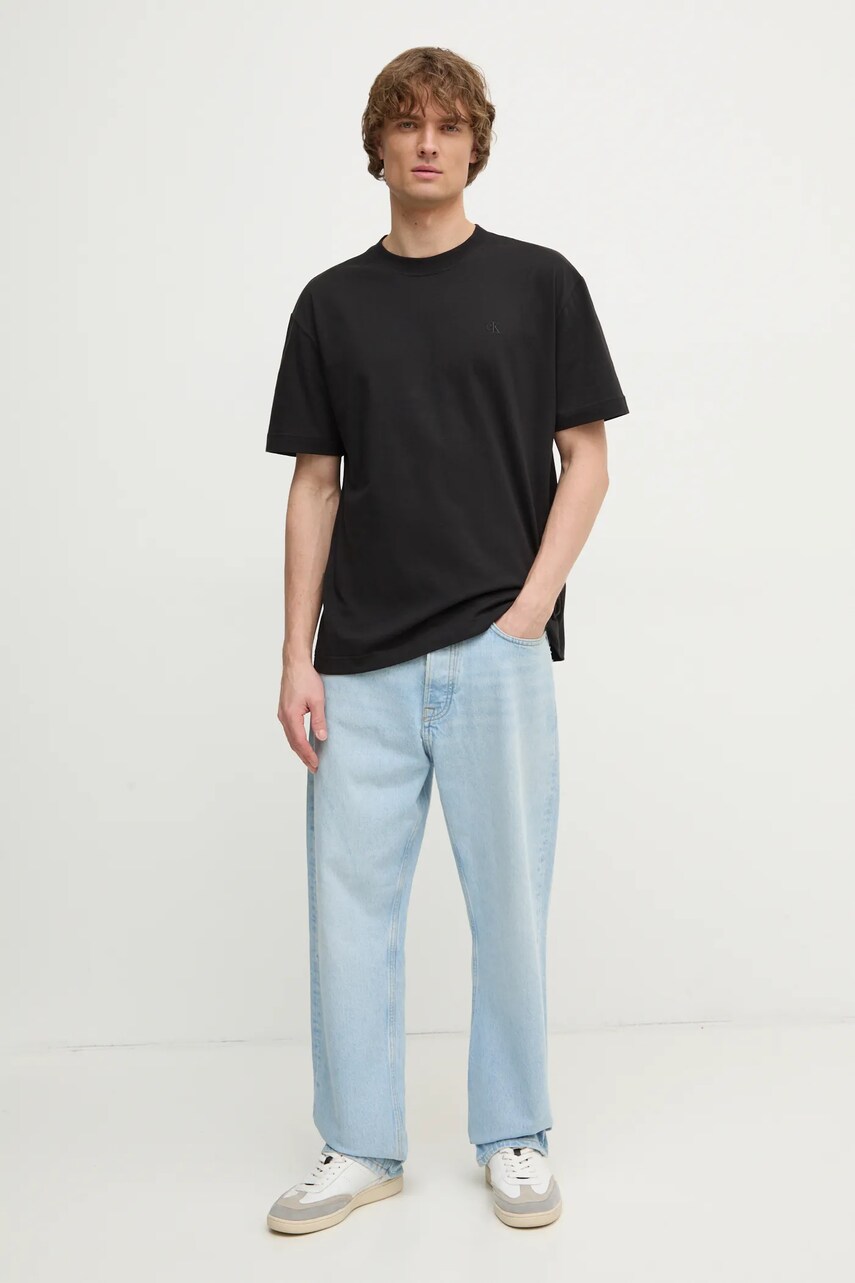 Бавовняна футболка Calvin Klein Jeans чоловіча колір чорний однотонна J30J327089
