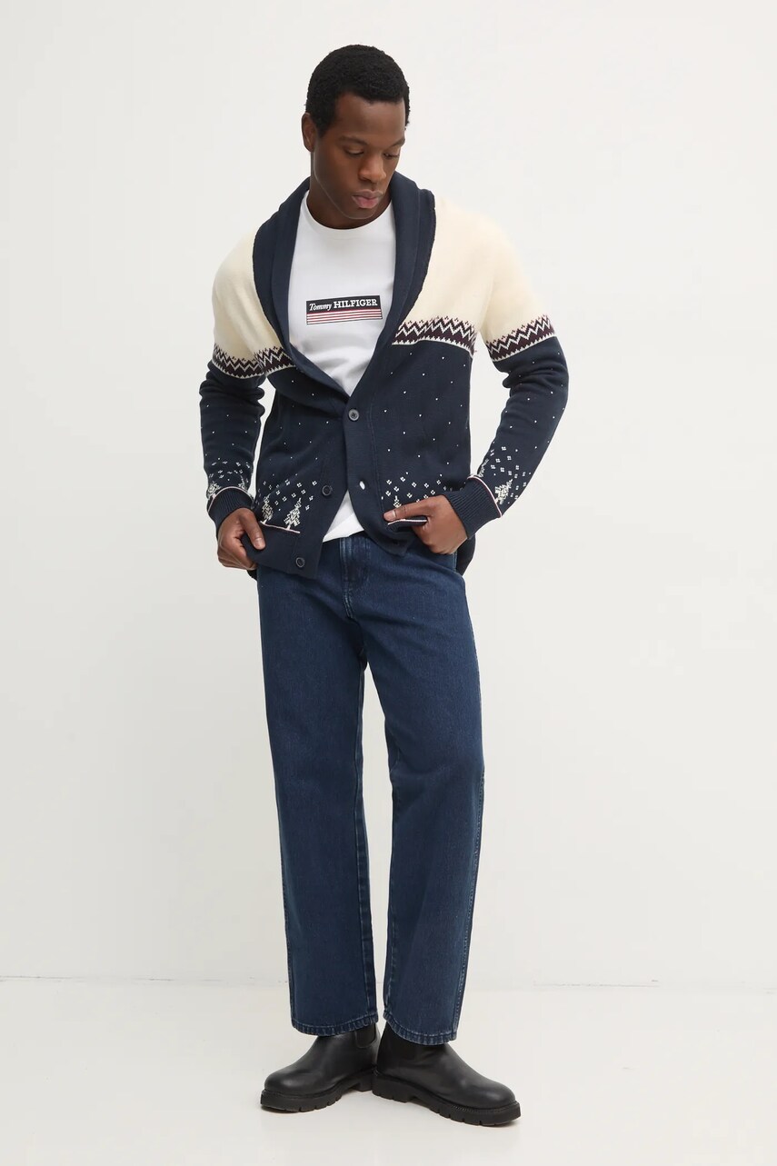 Бавовняна футболка Tommy Hilfiger чоловіча колір білий з аплікацією MW0MW38079