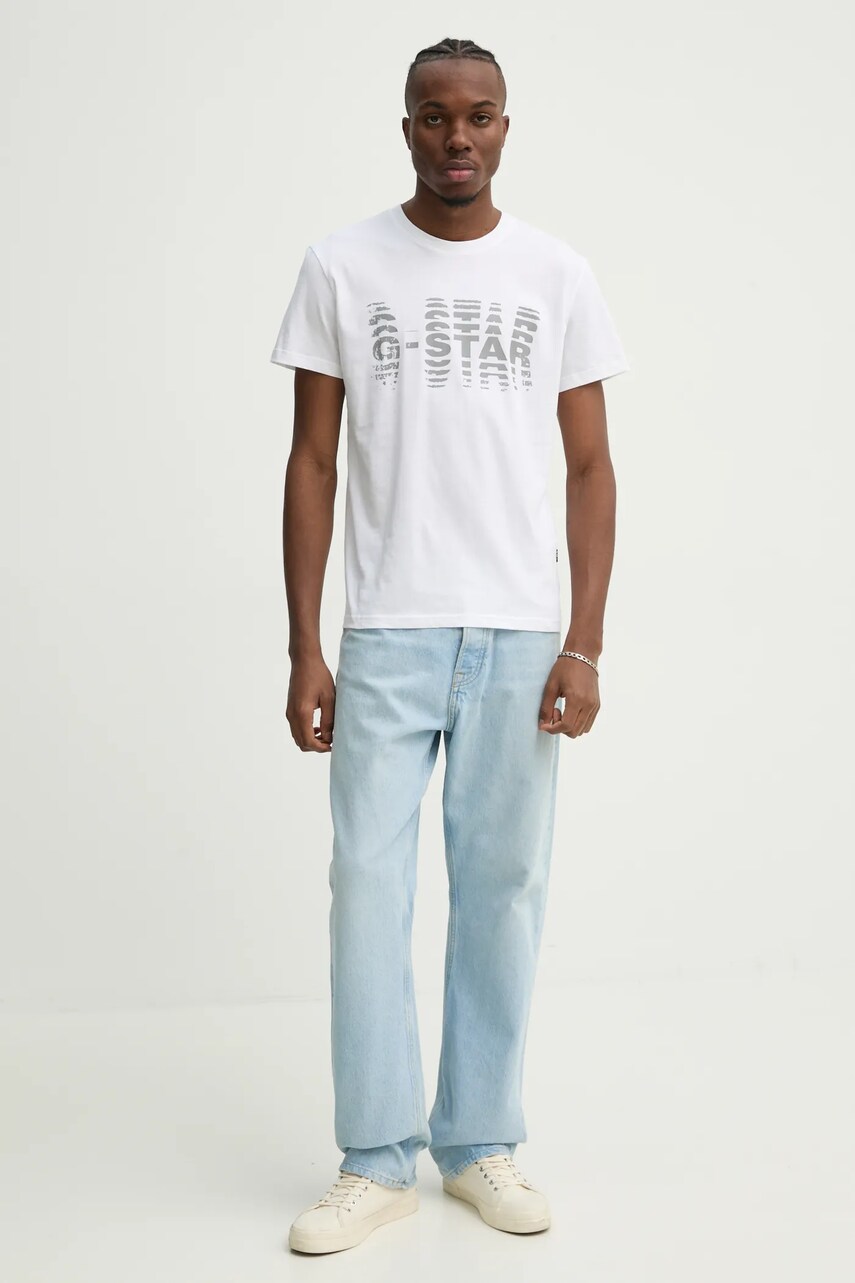 Бавовняна футболка G-Star Raw чоловіча колір білий з принтом D25140-336