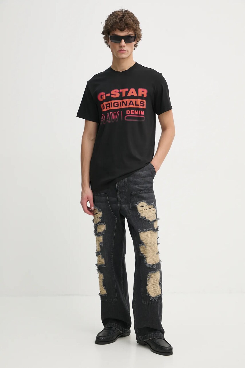 Бавовняна футболка G-Star Raw чоловіча колір чорний з принтом D25149-336