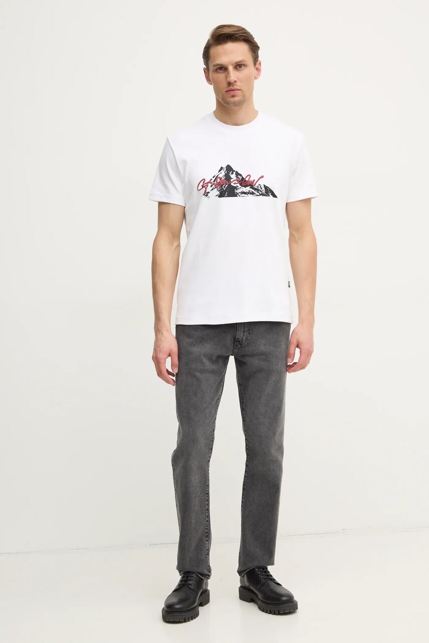 Бавовняна футболка G-Star Raw чоловіча колір білий з принтом D25158-C812