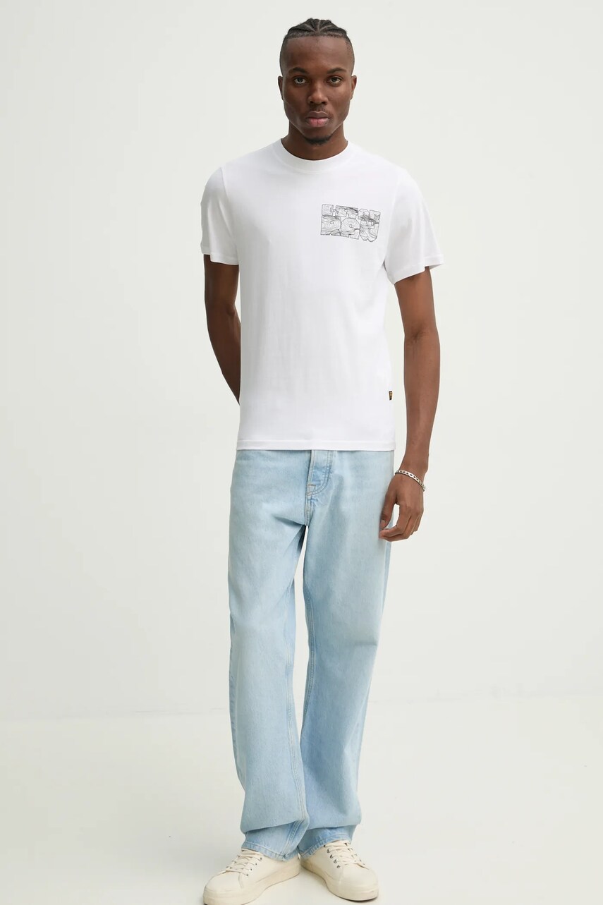 Бавовняна футболка G-Star Raw чоловіча колір білий з принтом D25146-C506