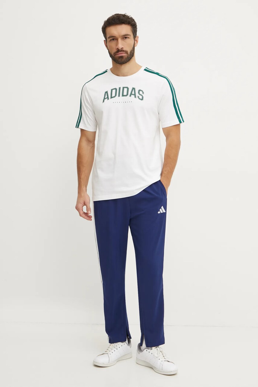 Бавовняна футболка adidas M C COLLE Collegiate чоловіча колір бежевий візерунок JJ3868