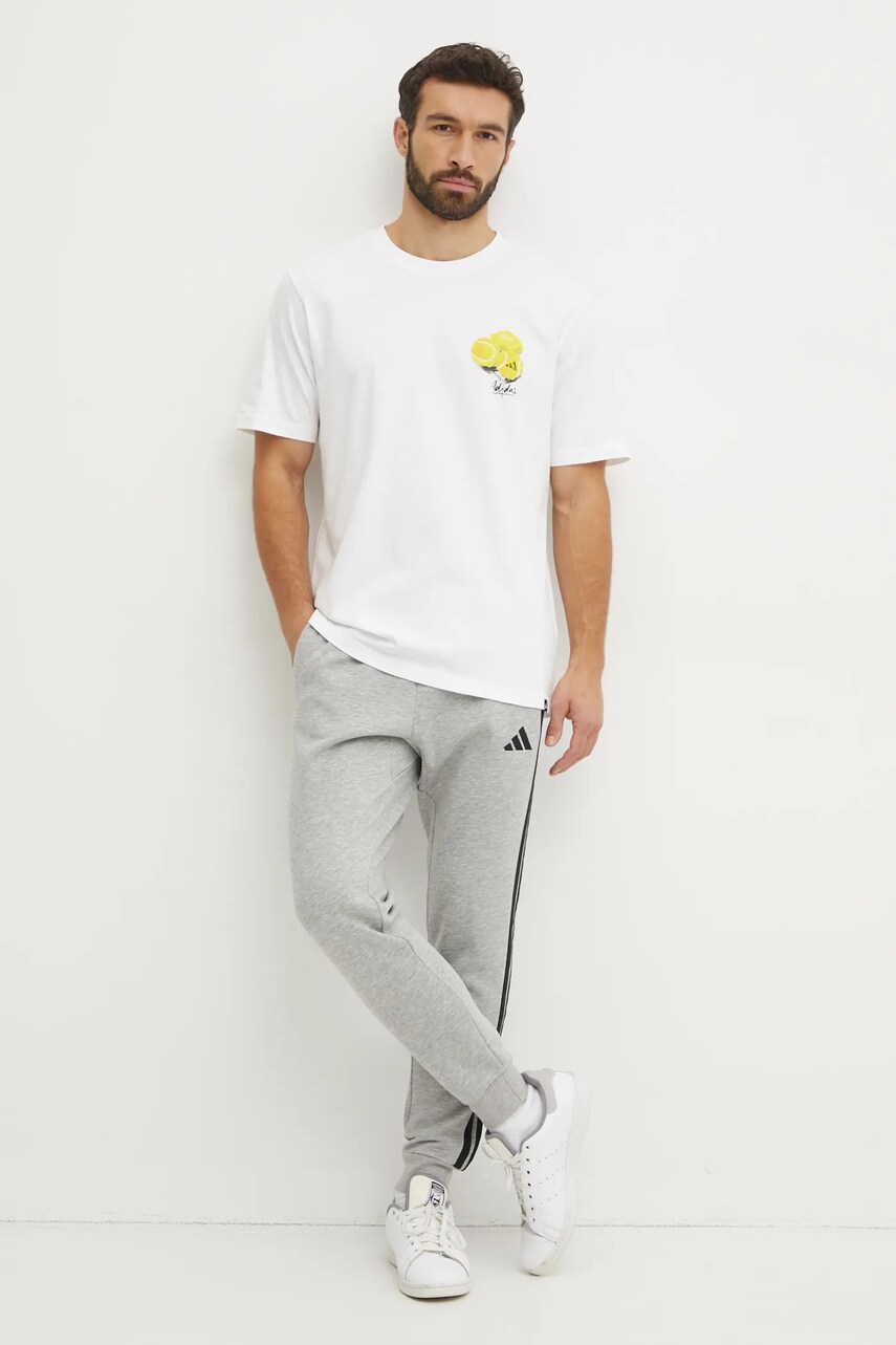 Бавовняна футболка adidas M L SL LEMON T чоловіча колір бежевий з принтом JJ3959