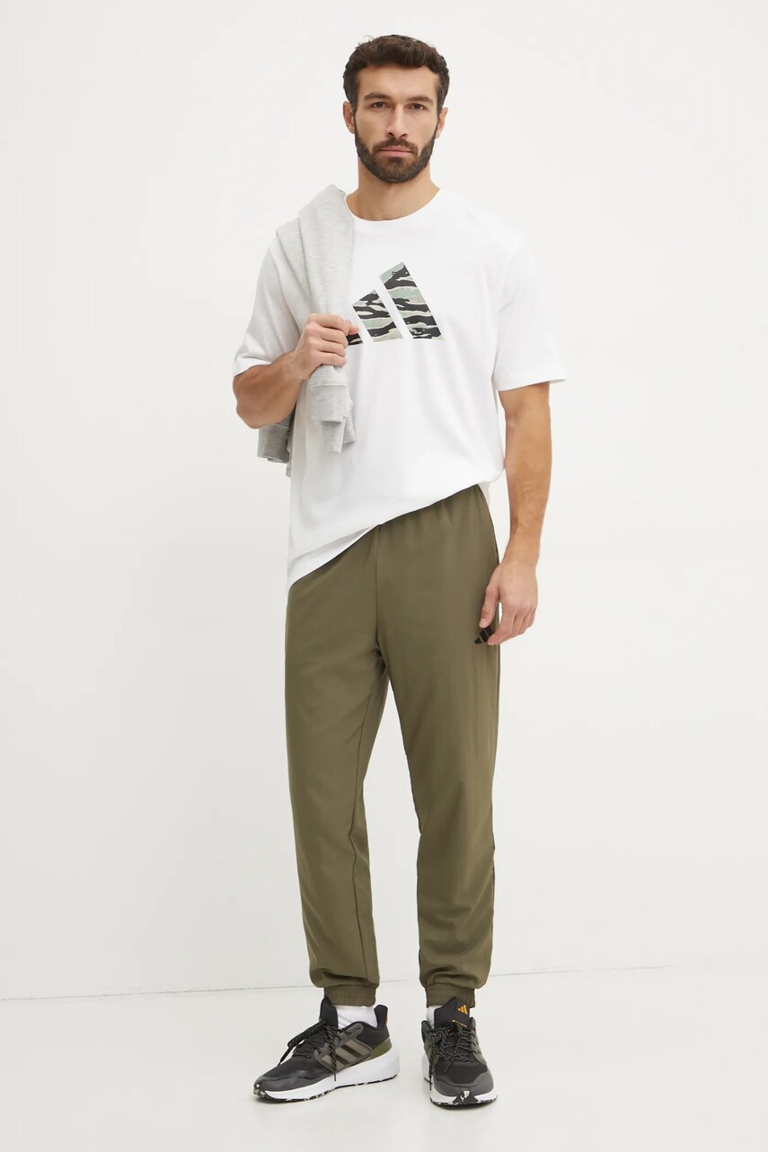 Бавовняна футболка adidas Camo чоловіча колір бежевий з принтом JI6770