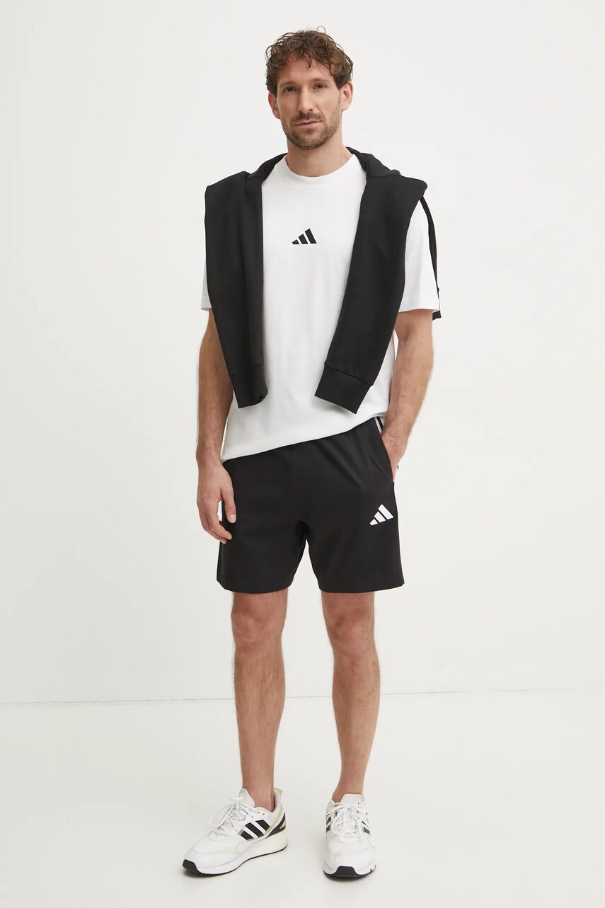 Бавовняна футболка adidas Essential чоловіча колір бежевий однотонна JF1092