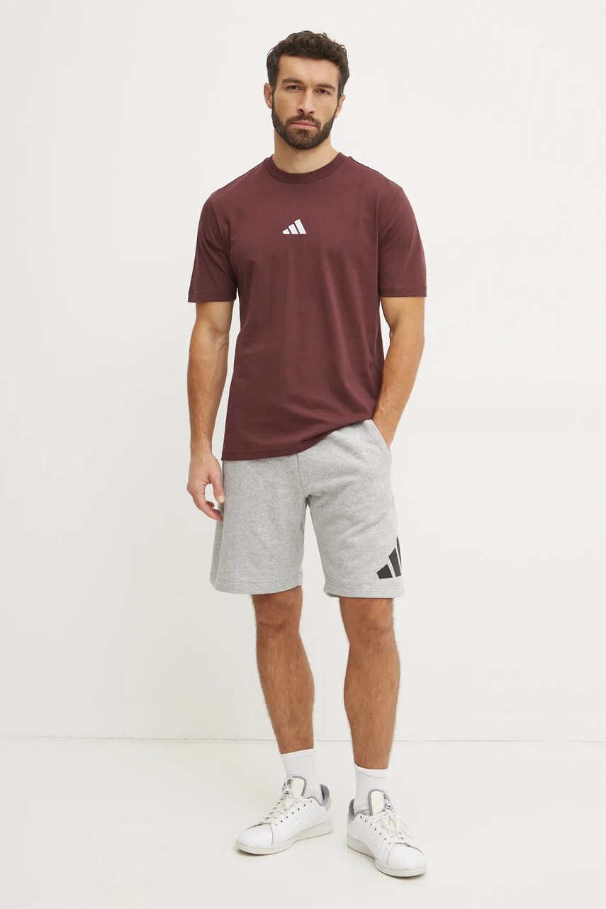 Бавовняна футболка adidas Essential чоловіча колір червоний однотонна JF1098