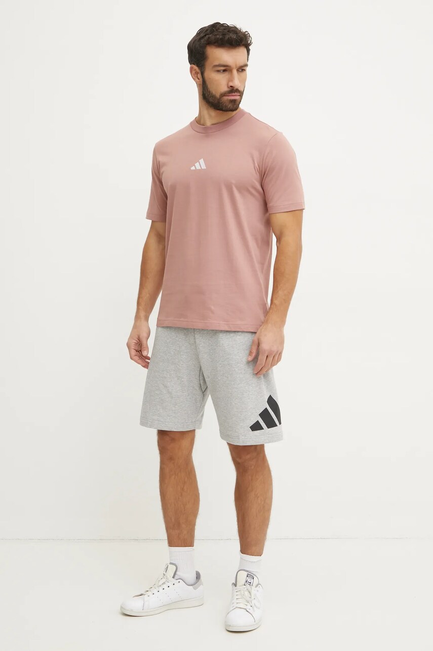 Бавовняна футболка adidas Essential чоловіча колір рожевий однотонна JF1099