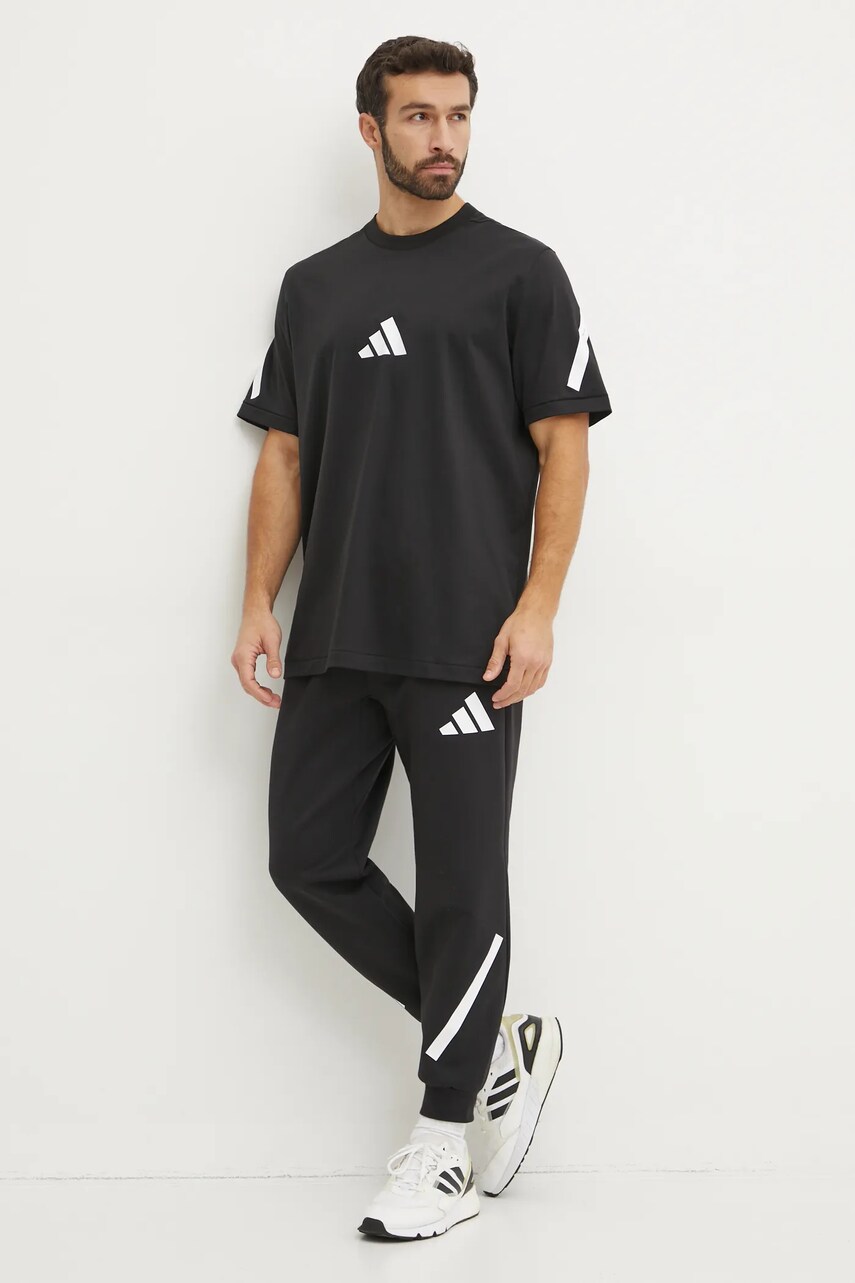 Бавовняна футболка adidas Z.N.E. чоловіча колір чорний з принтом JC7920