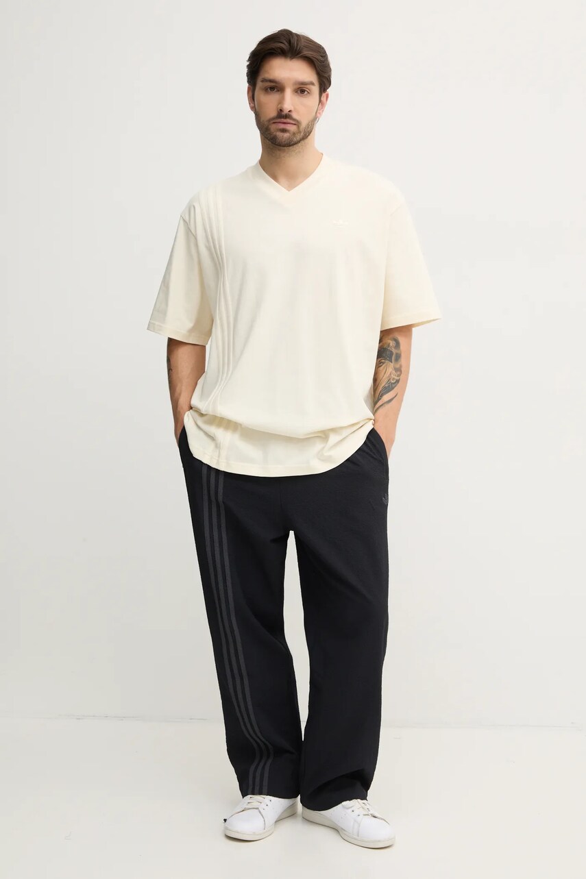 Бавовняна футболка adidas Originals FRONT ST TEE чоловіча колір бежевий однотонна JD0912