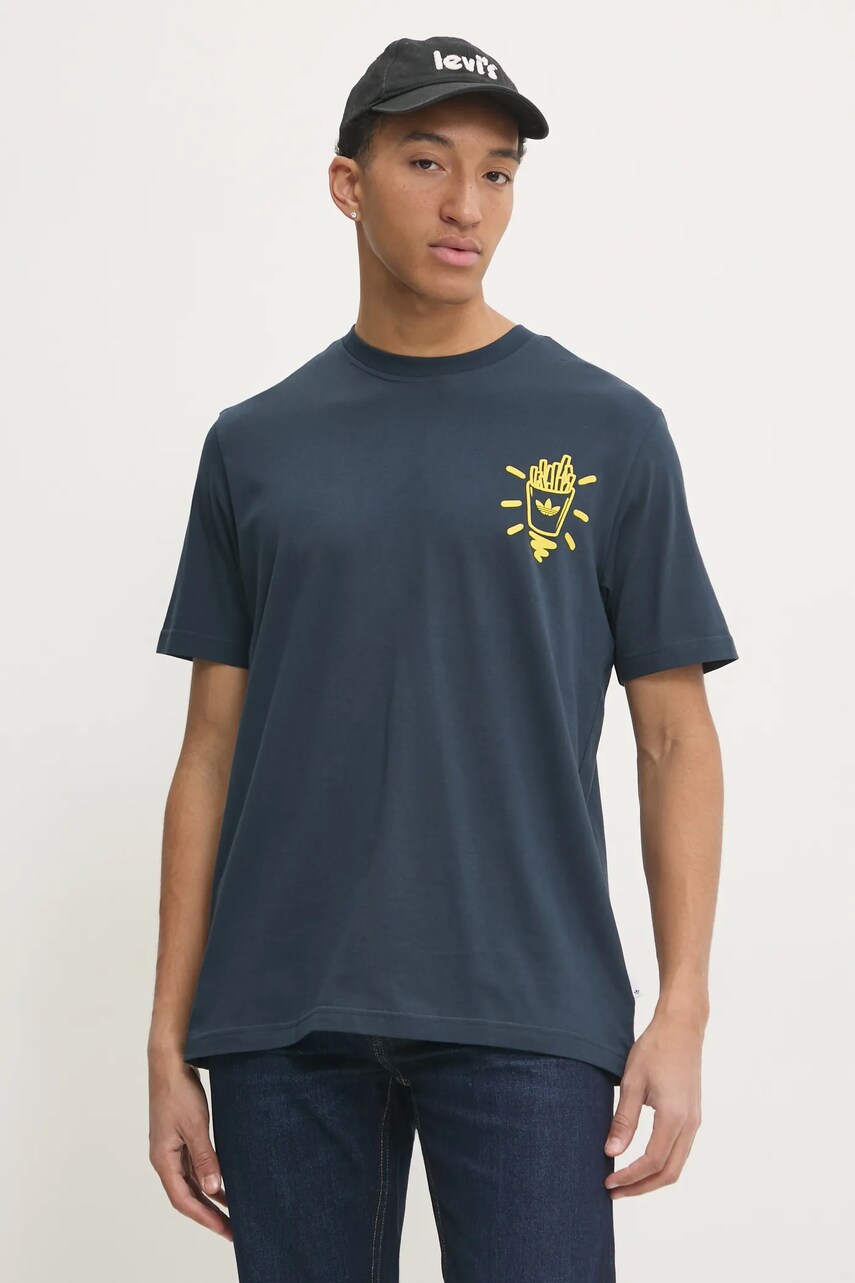 Бавовняна футболка adidas Originals Q12 TS STREET B чоловіча колір синій з принтом JP4500