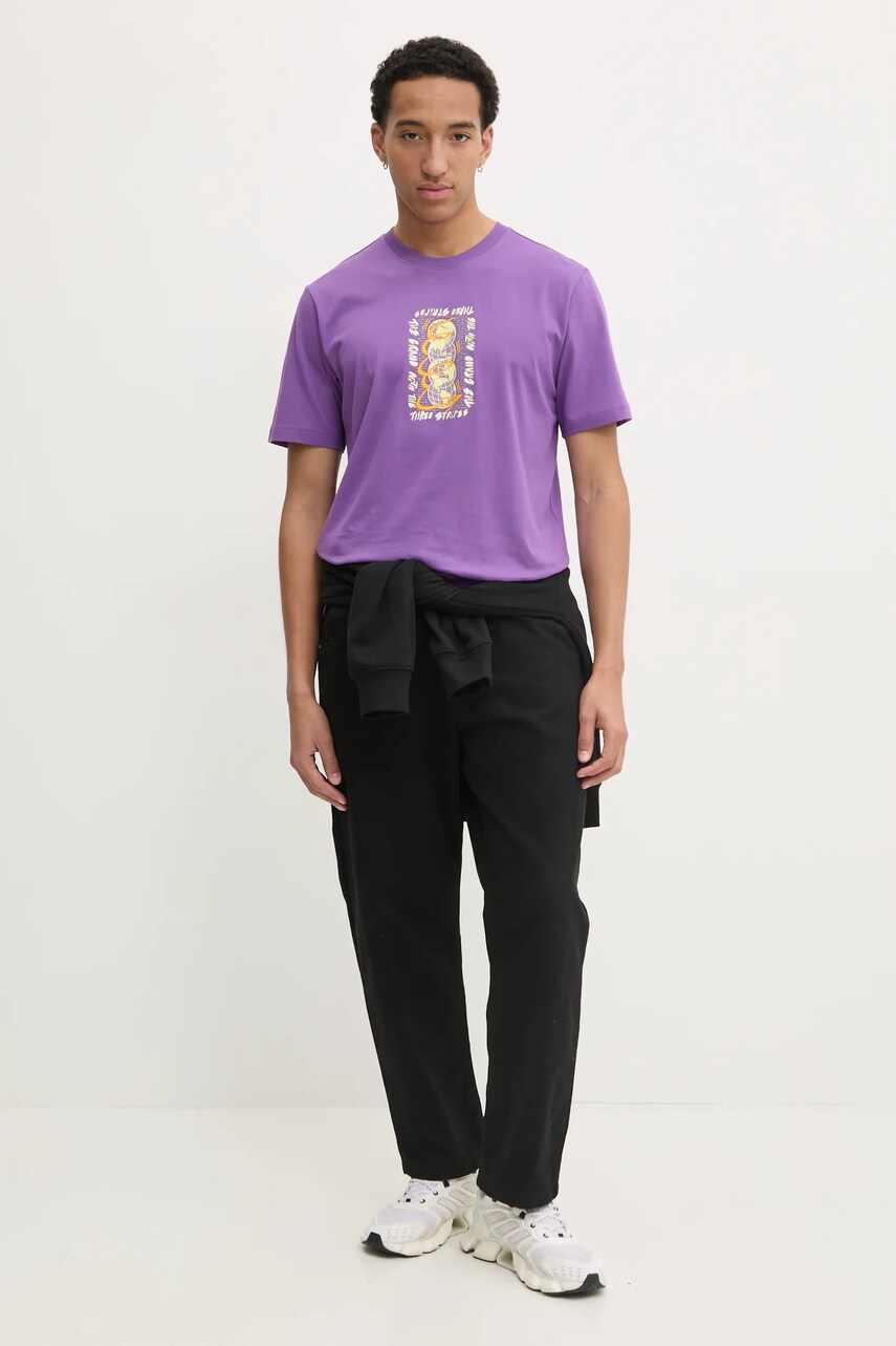Бавовняна футболка adidas Originals Q12 TS STREET W чоловіча колір фіолетовий з принтом JP4498
