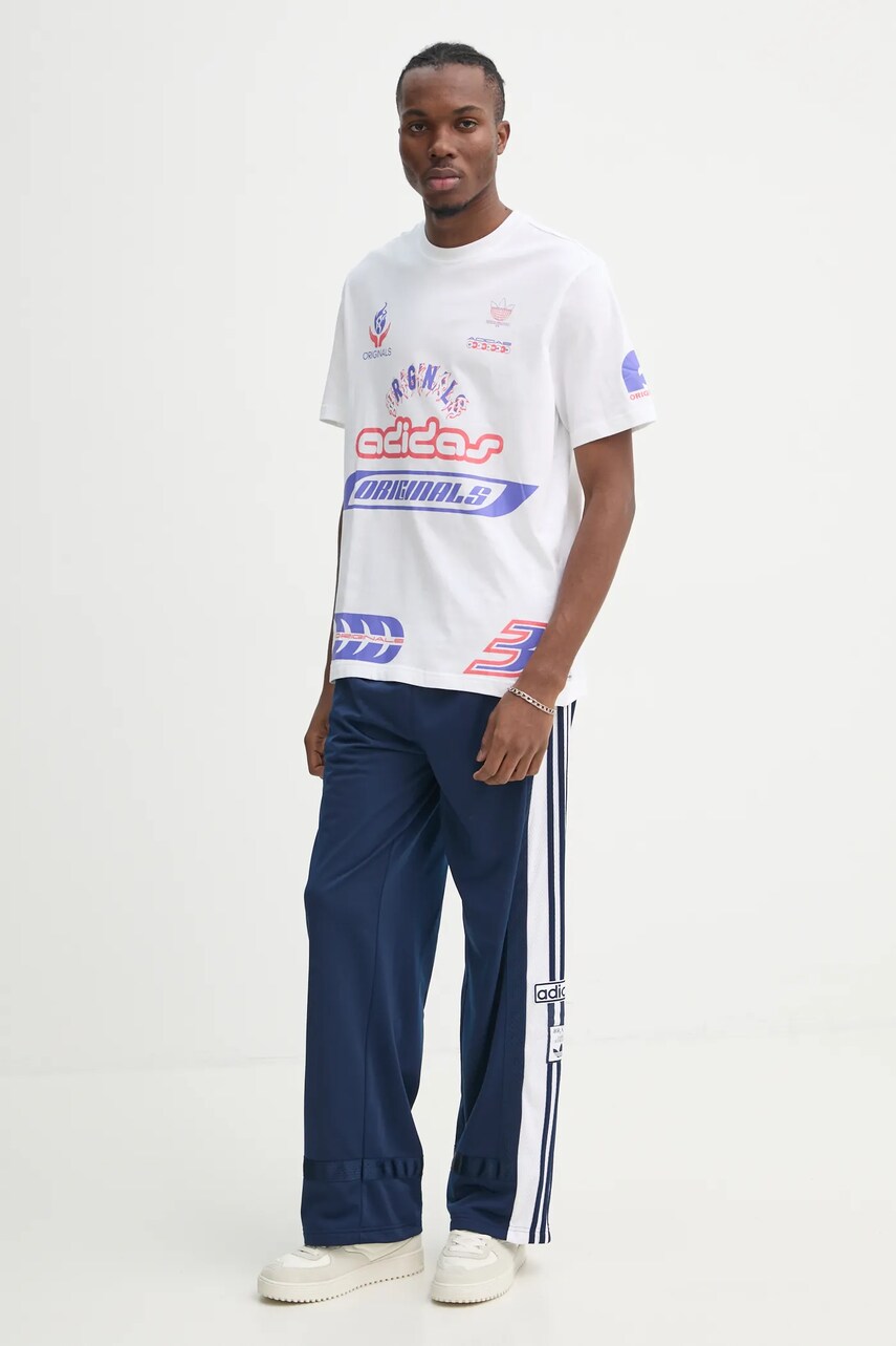 Бавовняна футболка adidas Originals Q12 TS SPONSOR чоловіча колір бежевий з принтом JD0663