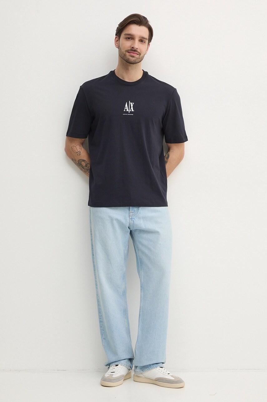 Бавовняна футболка Armani Exchange чоловіча колір синій з аплікацією XM000363 AF12308