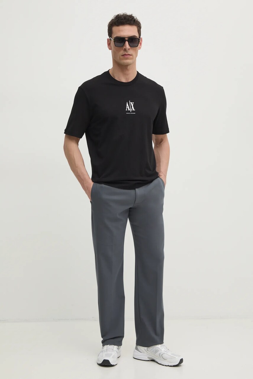 Бавовняна футболка Armani Exchange чоловіча колір чорний з аплікацією XM000363 AF12308