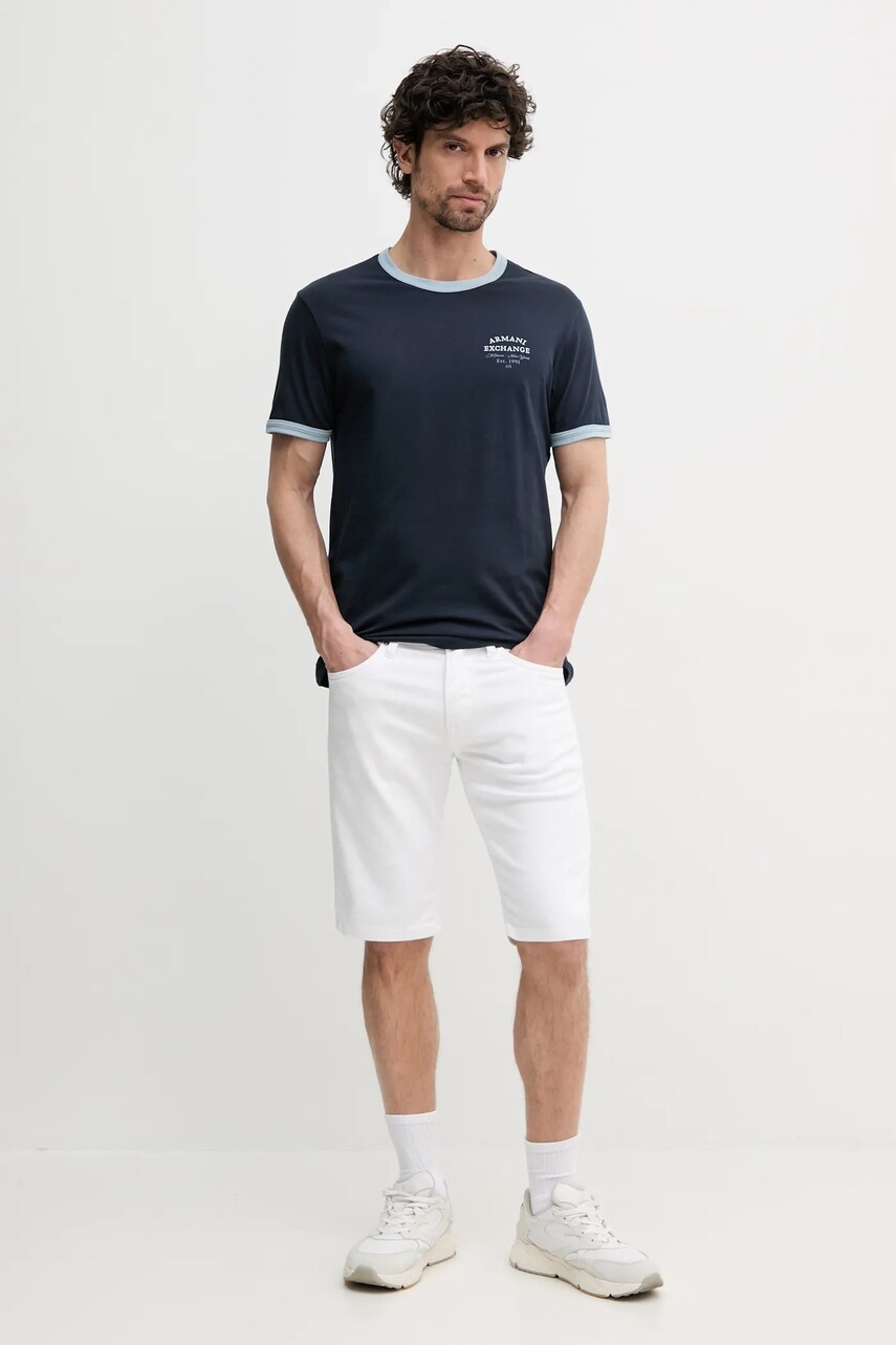 Бавовняна футболка Armani Exchange чоловіча колір синій з аплікацією XM000536 AF10334