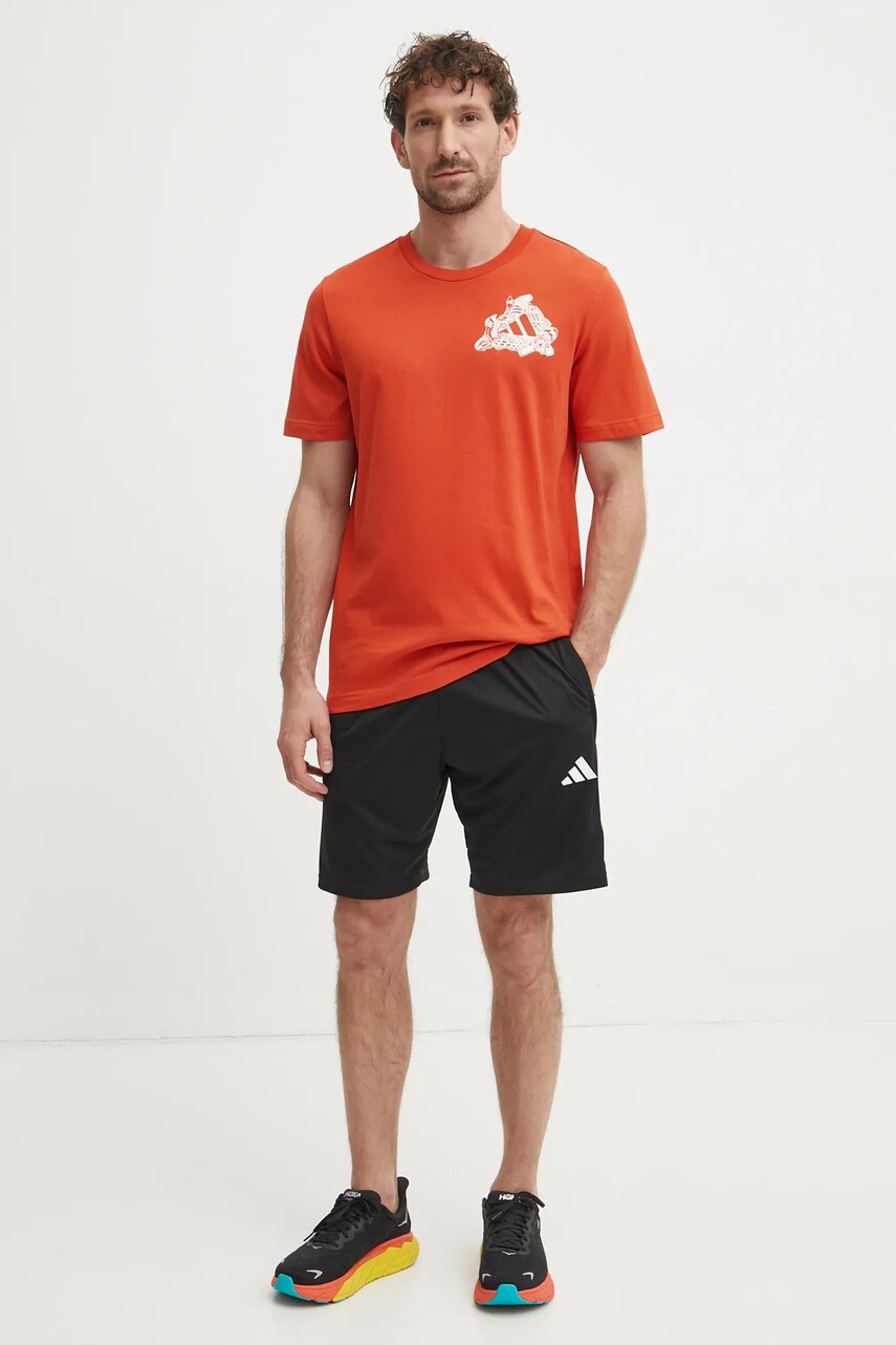 Футболка adidas Performance Fun Kicks чоловіча колір помаранчевий з принтом JD8212