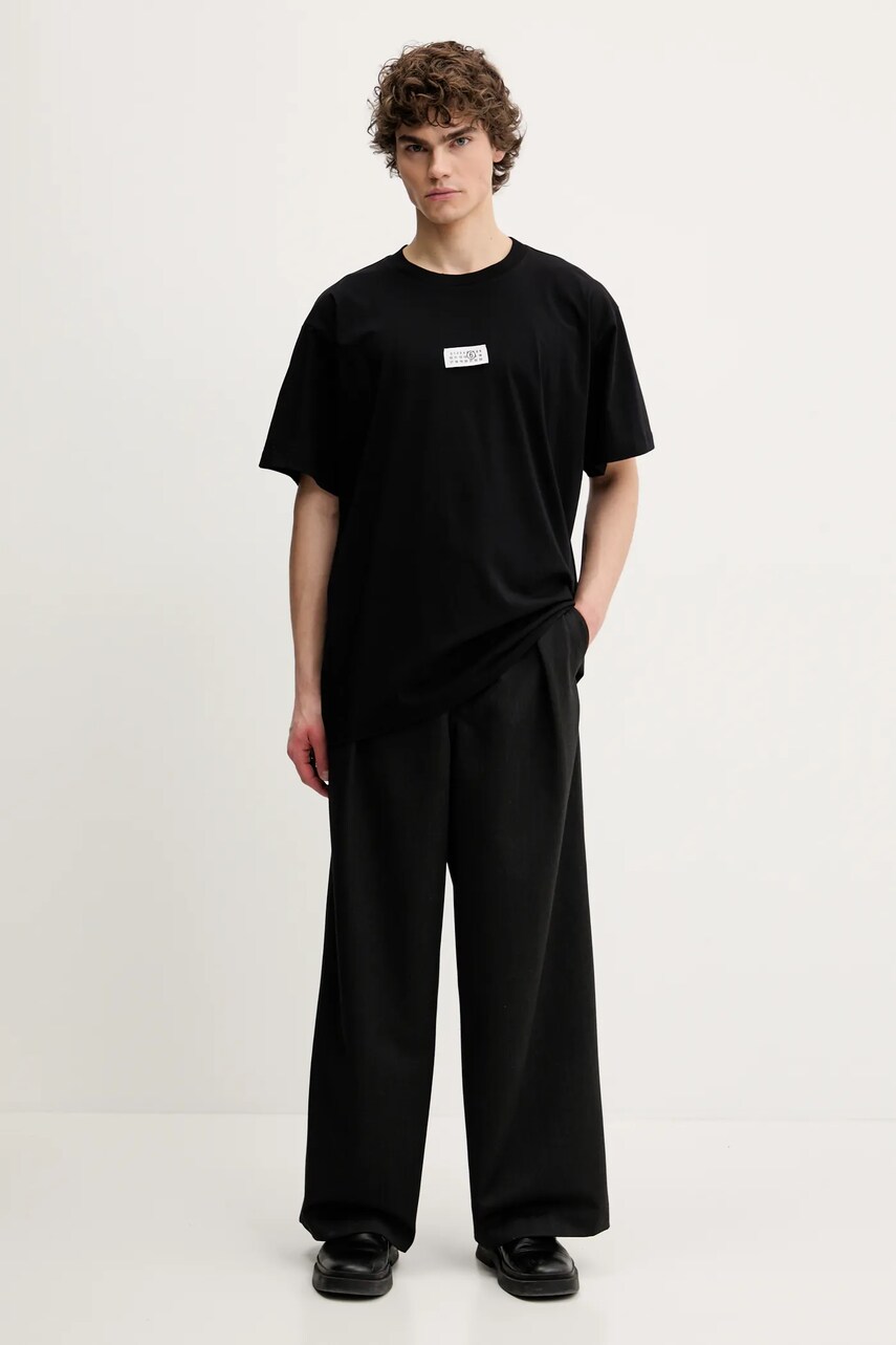 Бавовняна футболка MM6 Maison Margiela чоловіча колір чорний з аплікацією SH0GC0033