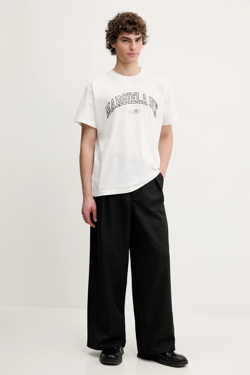 Бавовняна футболка MM6 Maison Margiela чоловіча колір білий з принтом SH0GC0046