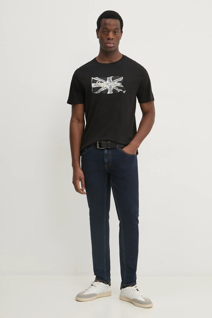 Бавовняна футболка Pepe Jeans FLAG BW чоловіча колір чорний з принтом PM509720