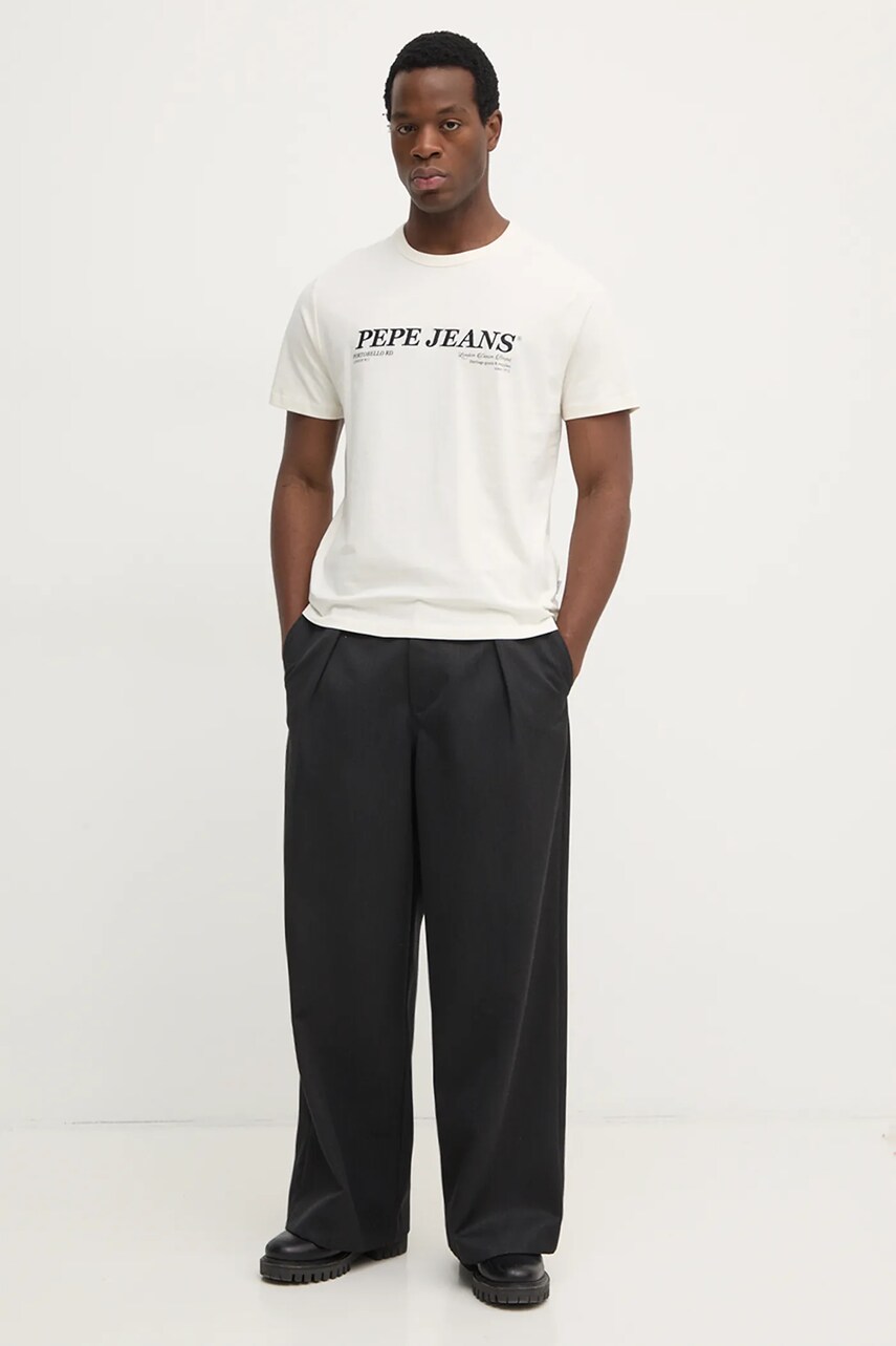 Бавовняна футболка Pepe Jeans DYLAN TEE чоловіча колір бежевий з принтом PM509728