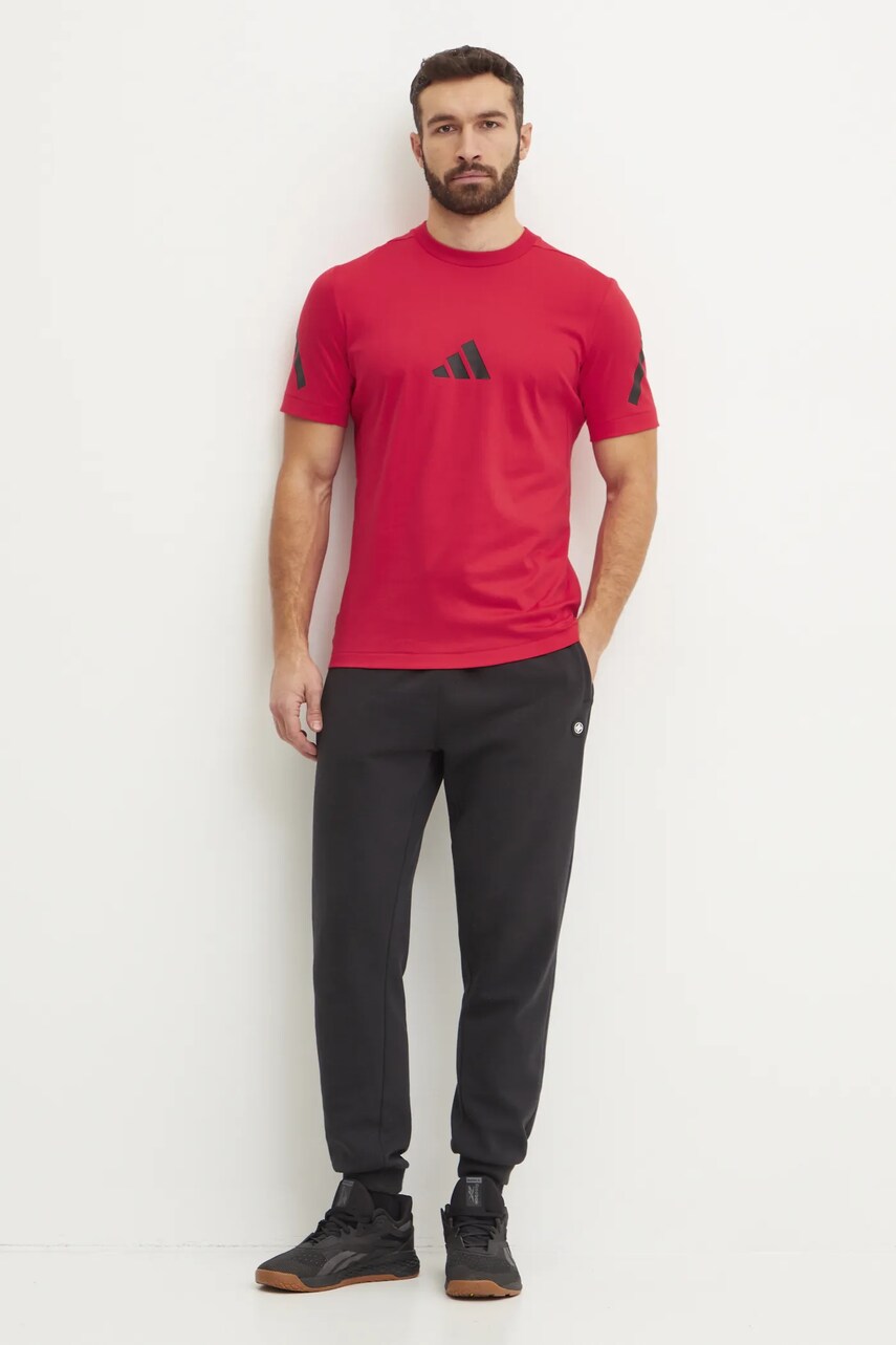 Бавовняна футболка adidas Z.N.E. чоловіча колір червоний з принтом JC7922