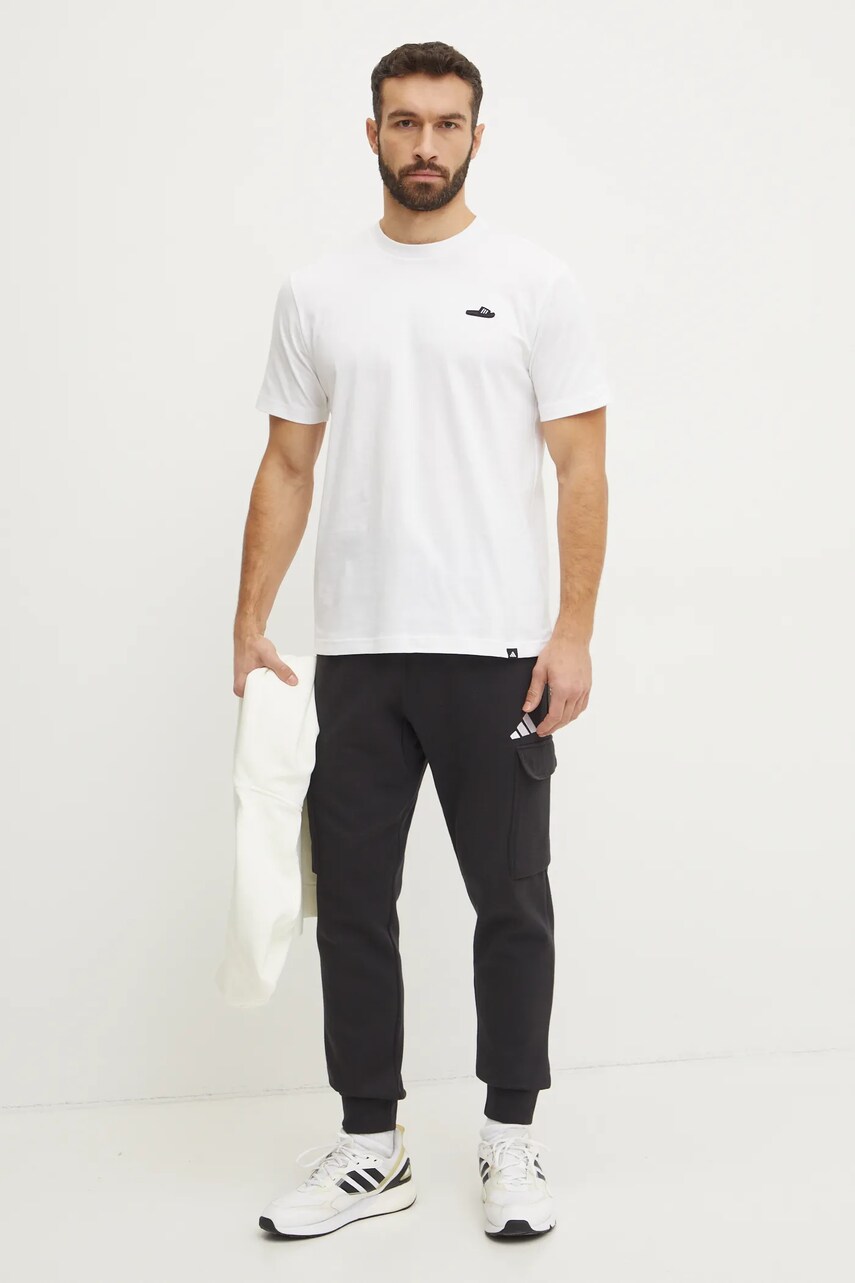 Бавовняна футболка adidas M L SLIDE TEE чоловіча колір бежевий з аплікацією JJ4002
