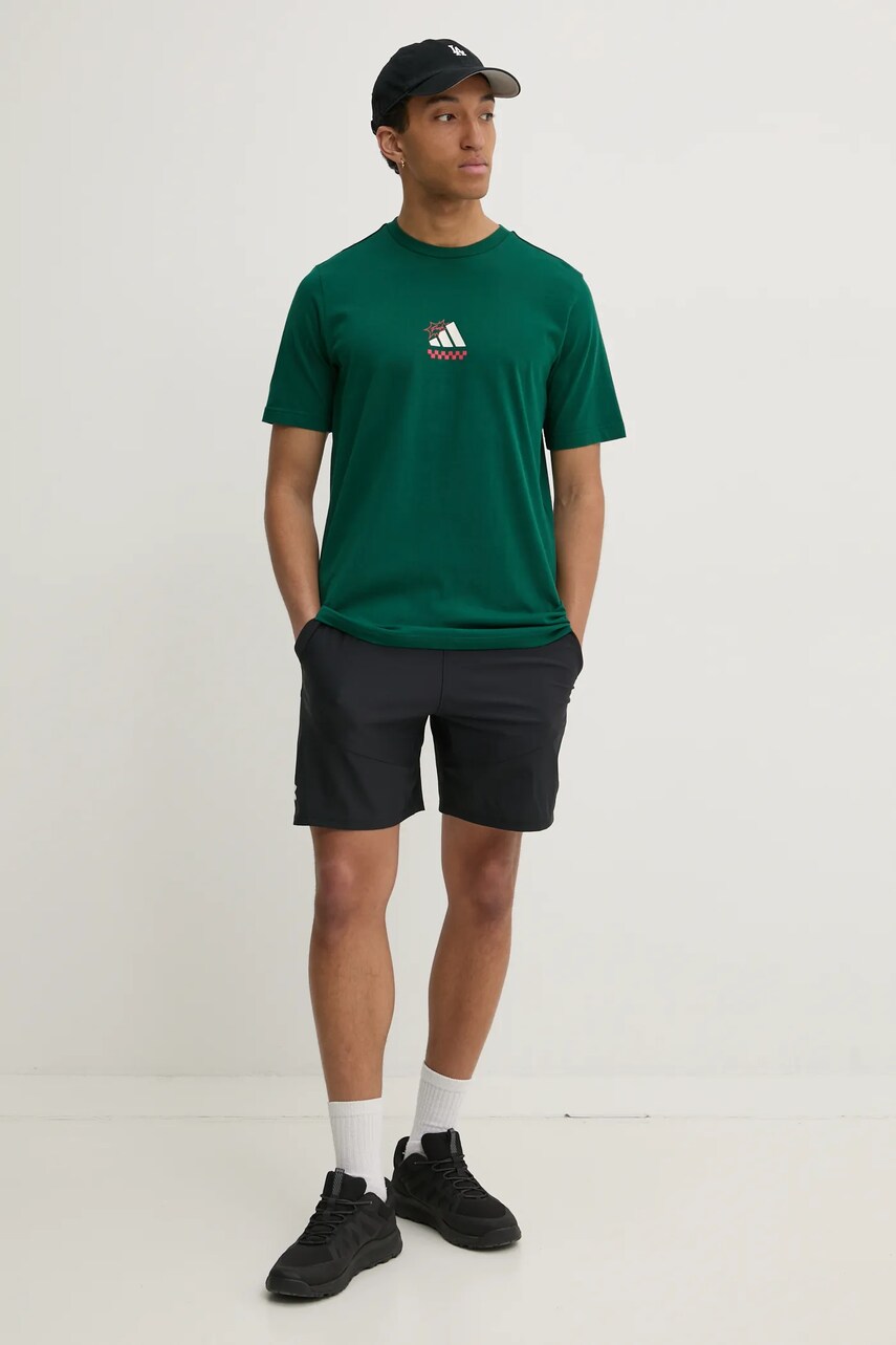 Бавовняна футболка adidas M L PIZZA TEE чоловіча колір зелений з принтом JJ4017