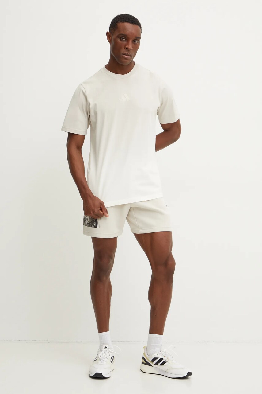 Бавовняна футболка adidas ALL SZN Dip Dye чоловіча колір бежевий однотонна JJ3696