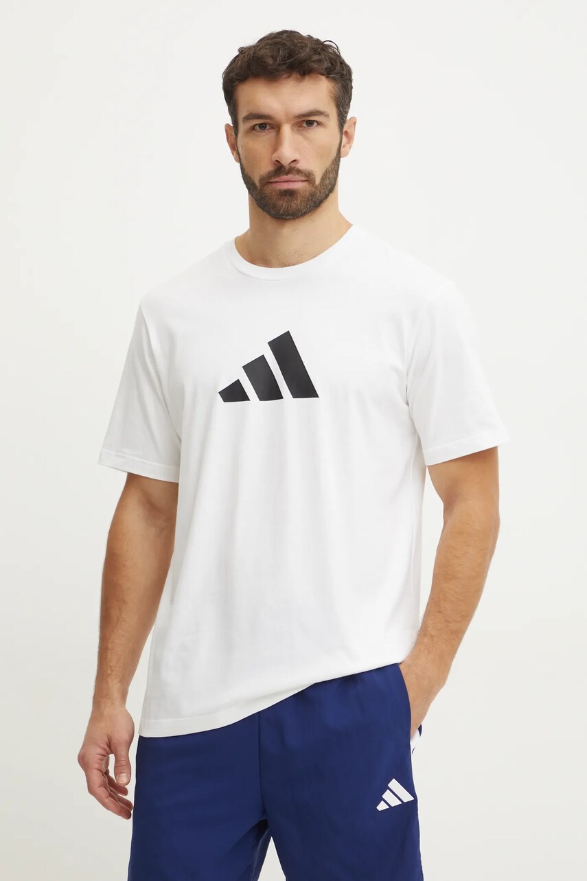Бавовняна футболка adidas Future Icons чоловіча колір бежевий з принтом JD4913